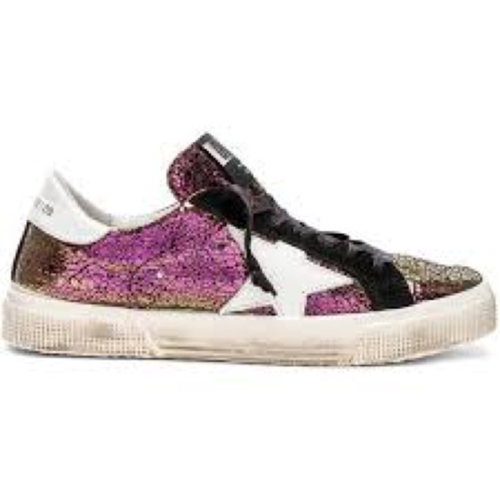 Like New. Iridescent and suede Golden Goose.